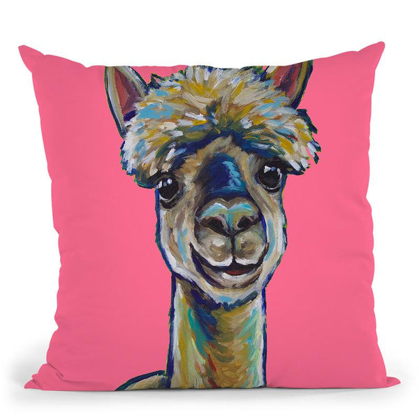 Alpaca Jose Pink Throw Pillow By Hippie Hound Studios - All About Vibe