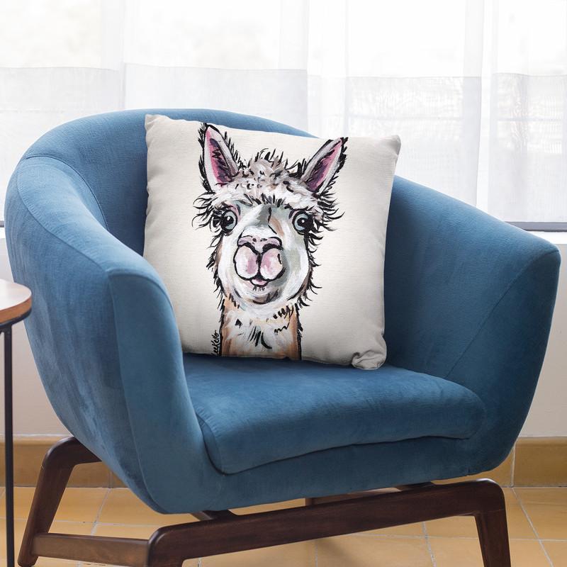 Alpaca Maggie Throw Pillow By Hippie Hound Studios - All About Vibe