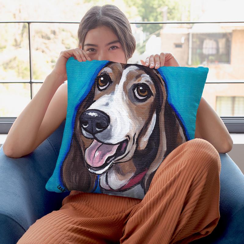 Basset Hound Roxie Throw Pillow By Hippie Hound Studios - All About Vibe