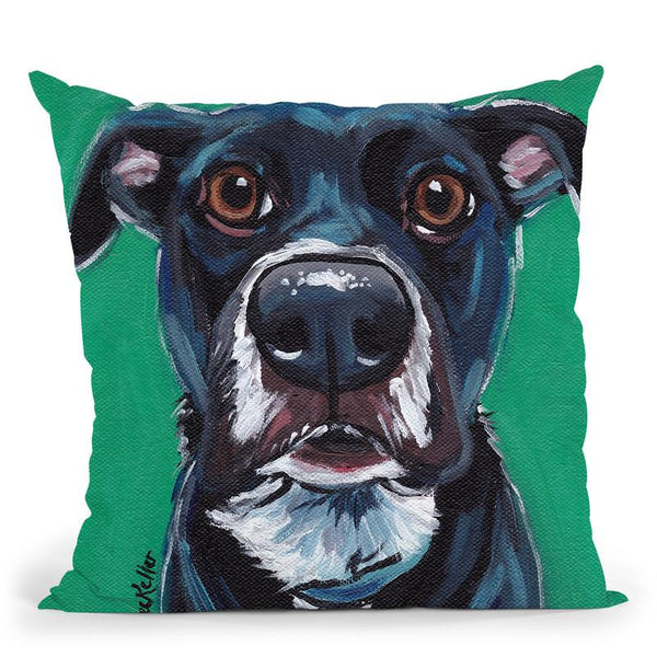 Black Dog On Emerald Throw Pillow By Hippie Hound Studios - All About Vibe