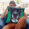 Black Dog On Emerald Throw Pillow By Hippie Hound Studios - All About Vibe