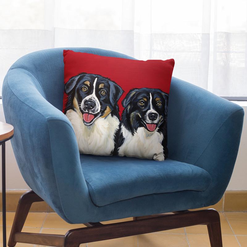 Border Collies 'Buddies' Throw Pillow By Hippie Hound Studios - All About Vibe