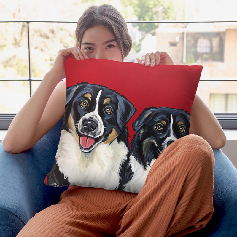Border Collies 'Buddies' Throw Pillow By Hippie Hound Studios - All About Vibe