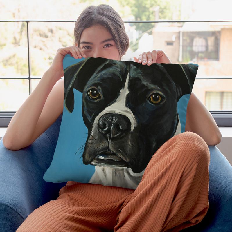 Boxer Black Boxer Throw Pillow By Hippie Hound Studios - All About Vibe