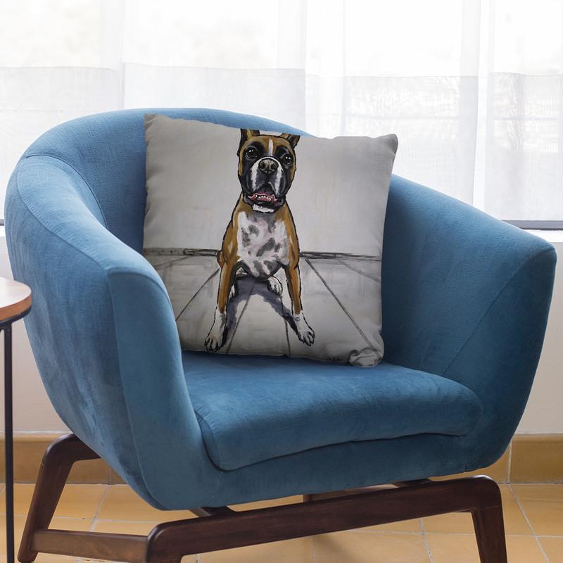 Boxer Full Body Expressive Throw Pillow By Hippie Hound Studios - All About Vibe