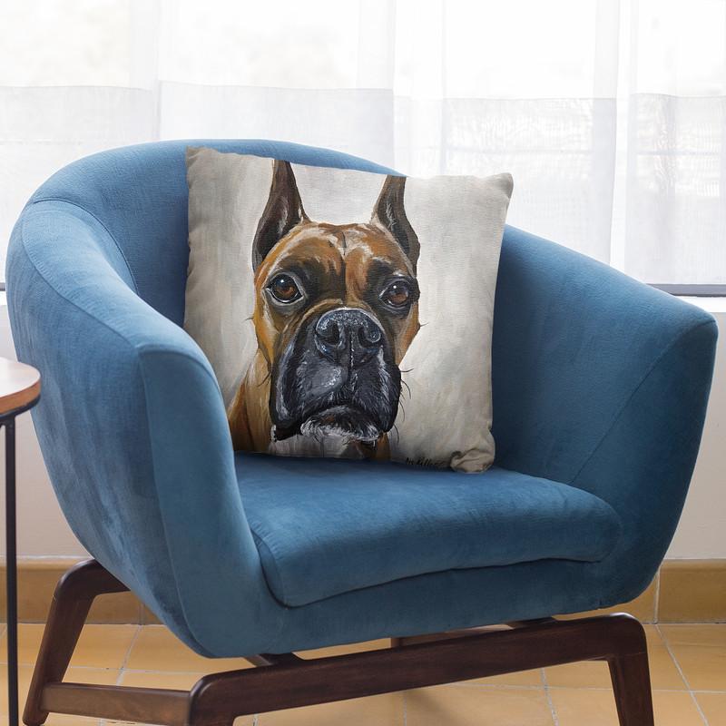 Boxer Kyleigh Throw Pillow By Hippie Hound Studios - All About Vibe