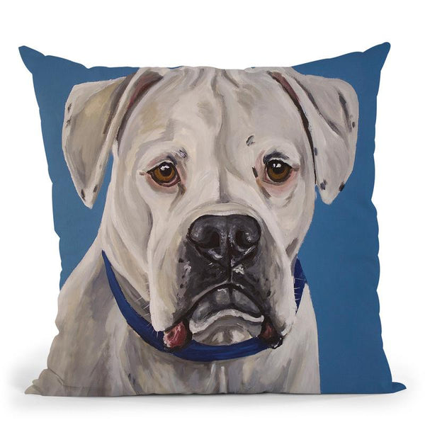 Boxer White Throw Pillow By Hippie Hound Studios - All About Vibe