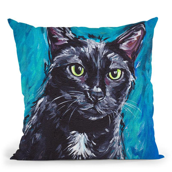 Cat Black Cat Expressive Throw Pillow By Hippie Hound Studios - All About Vibe