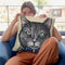 Cat Smokey Gray Tabby Throw Pillow By Hippie Hound Studios - All About Vibe