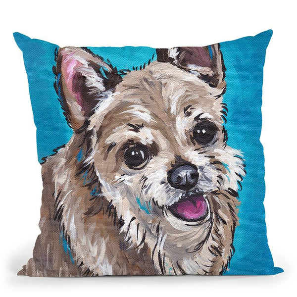 Chihuahua On Blue Expressive Throw Pillow By Hippie Hound Studios - All About Vibe