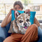 Chihuahua On Blue Expressive Throw Pillow By Hippie Hound Studios - All About Vibe