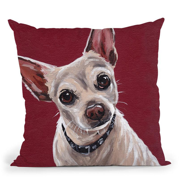Chihuahua On Red 1 Throw Pillow By Hippie Hound Studios - All About Vibe