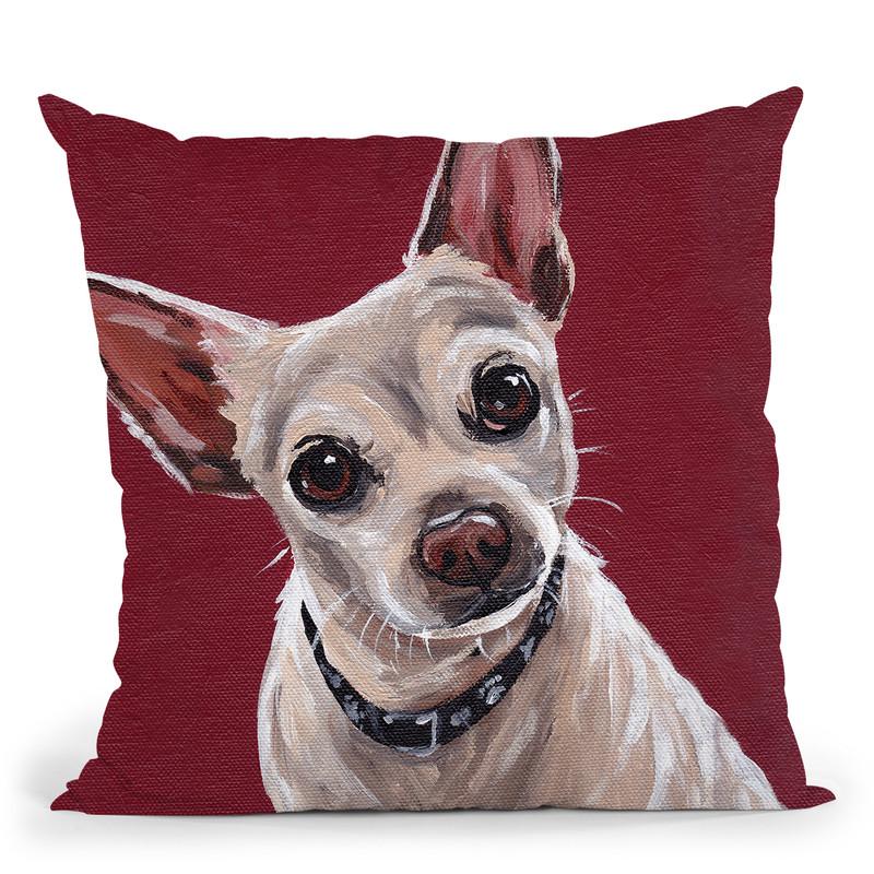 Chihuahua On Red 1 Throw Pillow By Hippie Hound Studios - All About Vibe