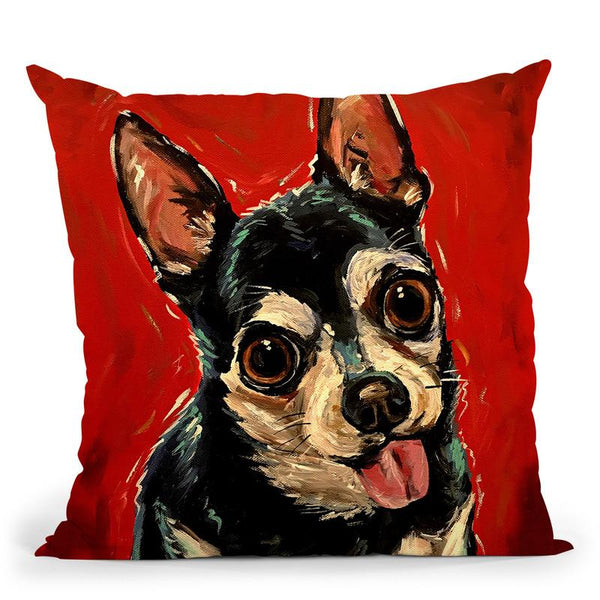 Chihuahua On Red Throw Pillow By Hippie Hound Studios - All About Vibe