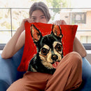 Chihuahua On Red Throw Pillow By Hippie Hound Studios - All About Vibe