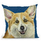 Corgi On Blue Throw Pillow By Hippie Hound Studios - All About Vibe