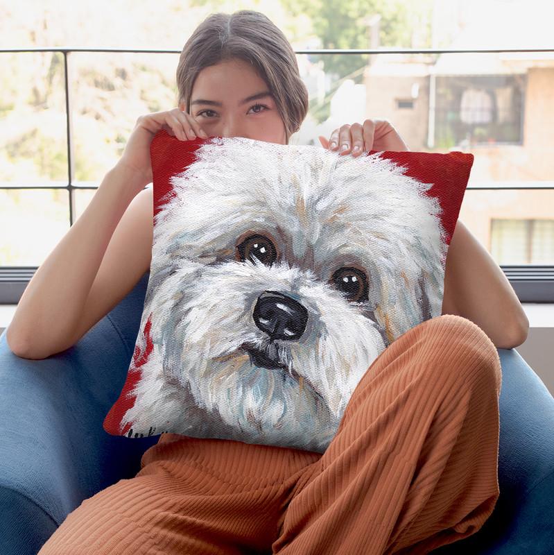 Cotton De Tulear Throw Pillow By Hippie Hound Studios - All About Vibe