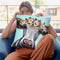 Cow Cora Flower Crown Blue Throw Pillow By Hippie Hound Studios - All About Vibe