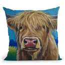 Cow Fergus Scottish Higland Cow Throw Pillow By Hippie Hound Studios - All About Vibe
