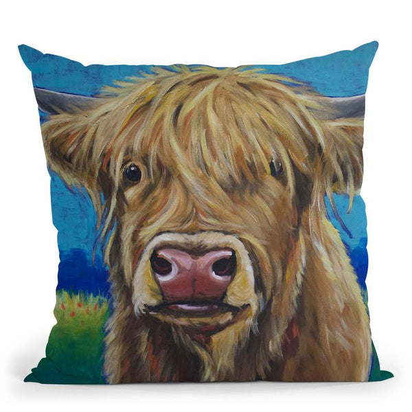 Cow Fergus Scottish Higland Cow Throw Pillow By Hippie Hound Studios - All About Vibe