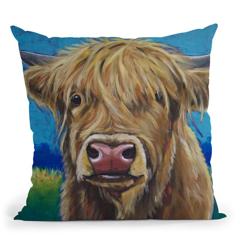 Cow Fergus Scottish Higland Cow Throw Pillow By Hippie Hound Studios - All About Vibe