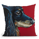 Dachshund Expressive Red Throw Pillow By Hippie Hound Studios - All About Vibe