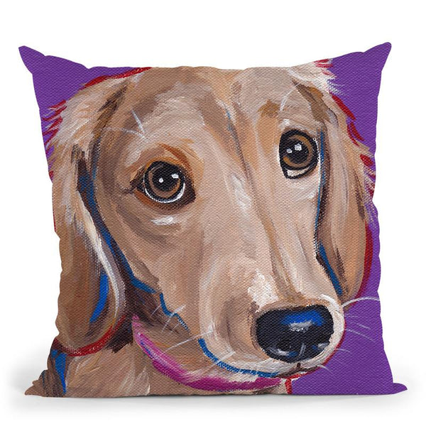 Daschund Purple Throw Pillow By Hippie Hound Studios - All About Vibe