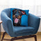 Doberman On Blue Throw Pillow By Hippie Hound Studios - All About Vibe