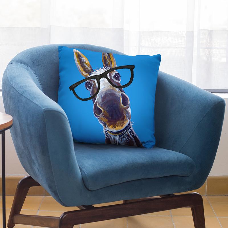Donkey Snickers Glasses Throw Pillow By Hippie Hound Studios - All About Vibe