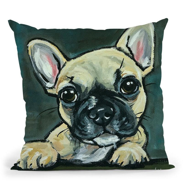 Frenchie Pup 1 Throw Pillow By Hippie Hound Studios - All About Vibe