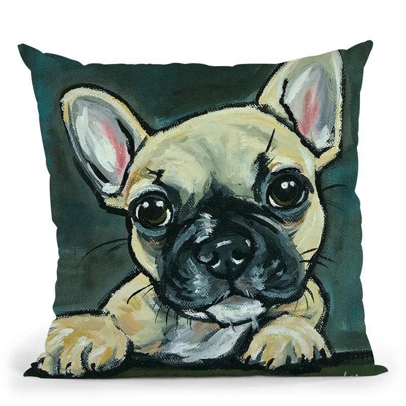 Frenchie Pup 1 Throw Pillow By Hippie Hound Studios - All About Vibe
