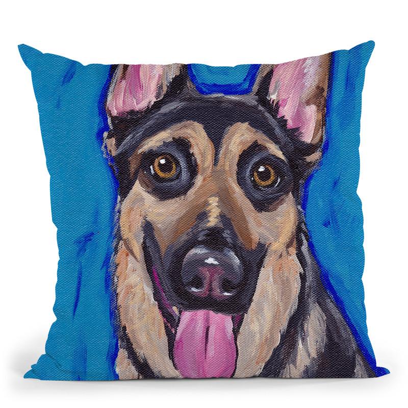 Germanepherd Expressive Blue 2 Throw Pillow By Hippie Hound Studios - All About Vibe