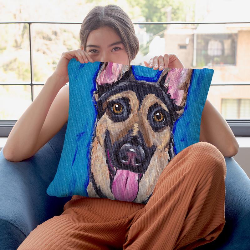 Germanepherd Expressive Blue 2 Throw Pillow By Hippie Hound Studios - All About Vibe