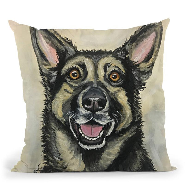 Germanepherd On Neutral Throw Pillow By Hippie Hound Studios - All About Vibe