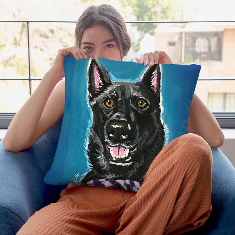 Germanerpherd Black German Bow Tie Throw Pillow By Hippie Hound Studios - All About Vibe
