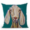 Goat On Teal Throw Pillow By Hippie Hound Studios - All About Vibe