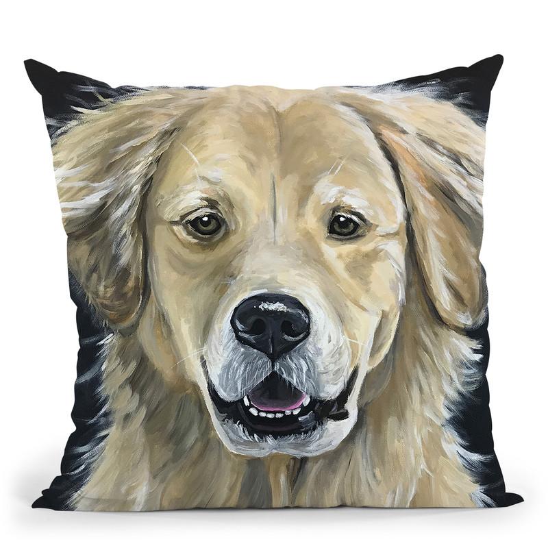 Golden Retreiver On Black Throw Pillow By Hippie Hound Studios - All About Vibe