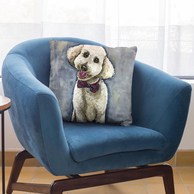 Goldendoodle Bowtie Lindsey Throw Pillow By Hippie Hound Studios - All About Vibe