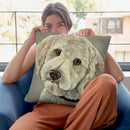 Goldendoodle On Gray Throw Pillow By Hippie Hound Studios - All About Vibe