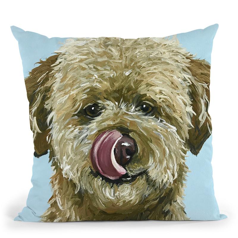 Goldendoodle Tongue Out Throw Pillow By Hippie Hound Studios - All About Vibe