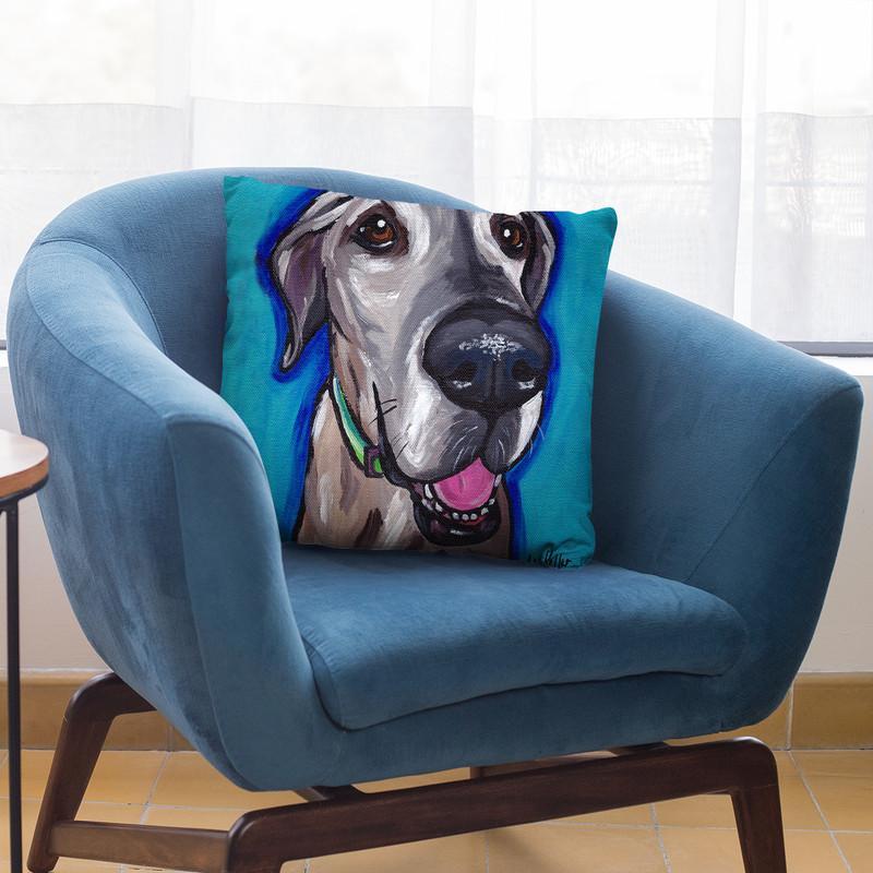 Great Dane Beau Throw Pillow By Hippie Hound Studios - All About Vibe