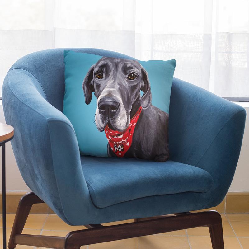 Great Dane Jake Throw Pillow By Hippie Hound Studios - All About Vibe