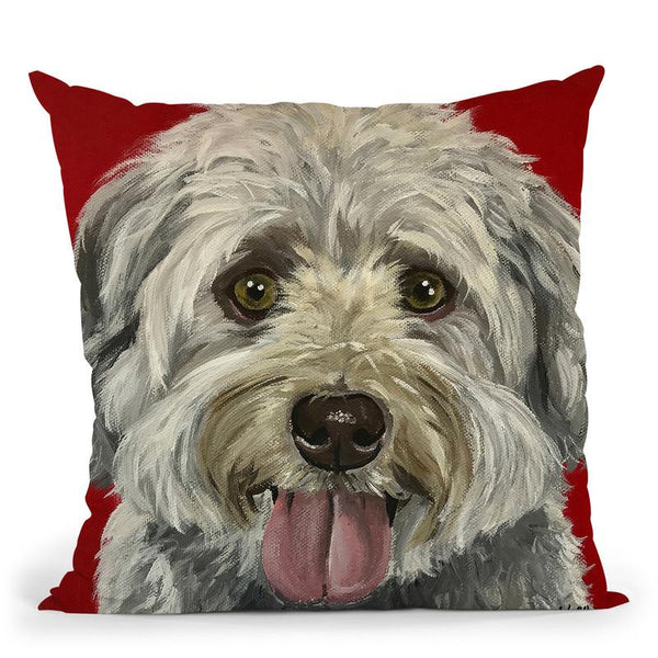 Havanese On Red Throw Pillow By Hippie Hound Studios - All About Vibe