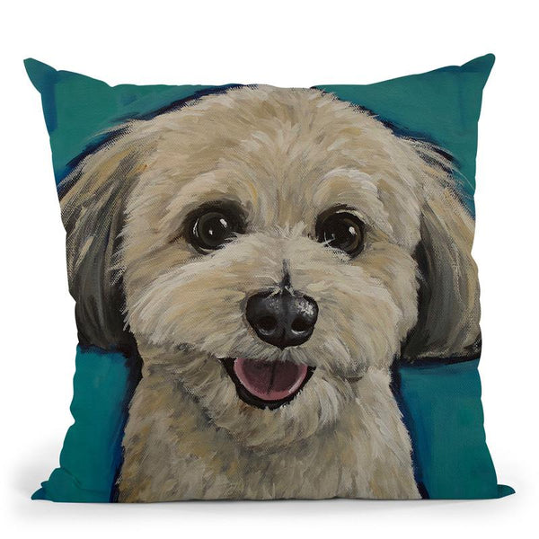 Havanese On Teal Throw Pillow By Hippie Hound Studios - All About Vibe