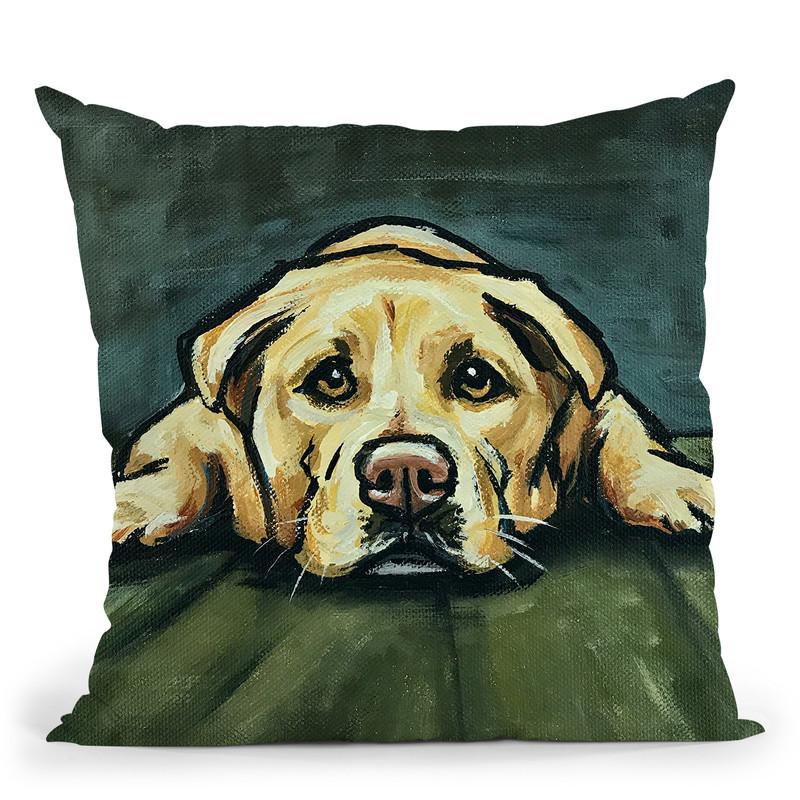 Lab In Floor Throw Pillow By Hippie Hound Studios - All About Vibe