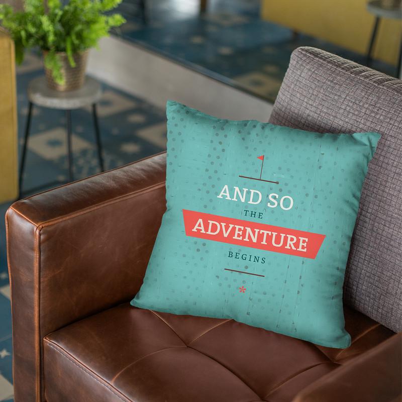 The Adventure Begins Throw Pillow By American Flat - All About Vibe
