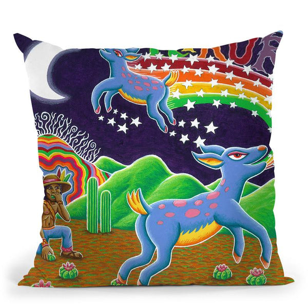 Hikuri Venado Azul Throw Pillow By Chris Dyer - All About Vibe