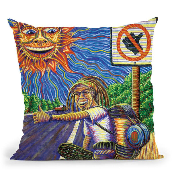 Hitchiking Hobo Throw Pillow By Chris Dyer - All About Vibe