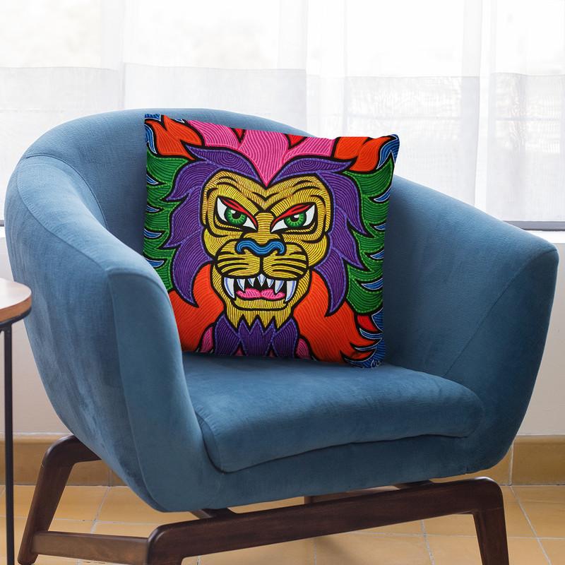 Lion-I Throw Pillow By Chris Dyer - All About Vibe