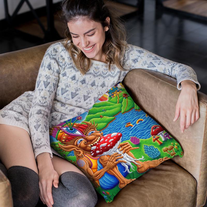 Muncher Of Mushroomland Throw Pillow By Chris Dyer - All About Vibe